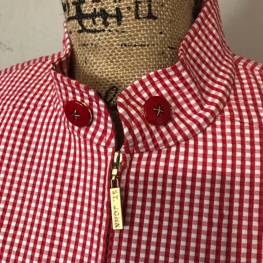 St. John Gingham Suit Jacket Size 6 - Picture 2 of 8